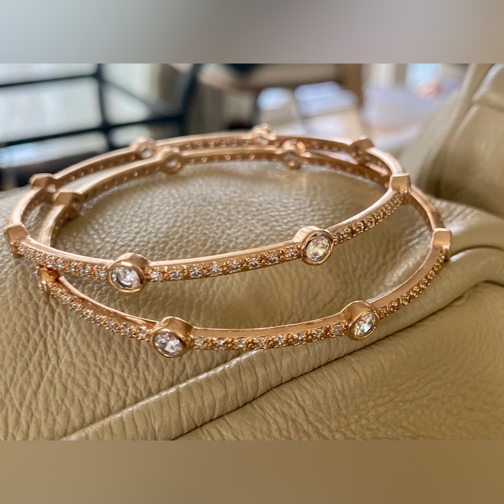 Freida Rothman Rose Gold Bangle Set - Picture 7 of 8